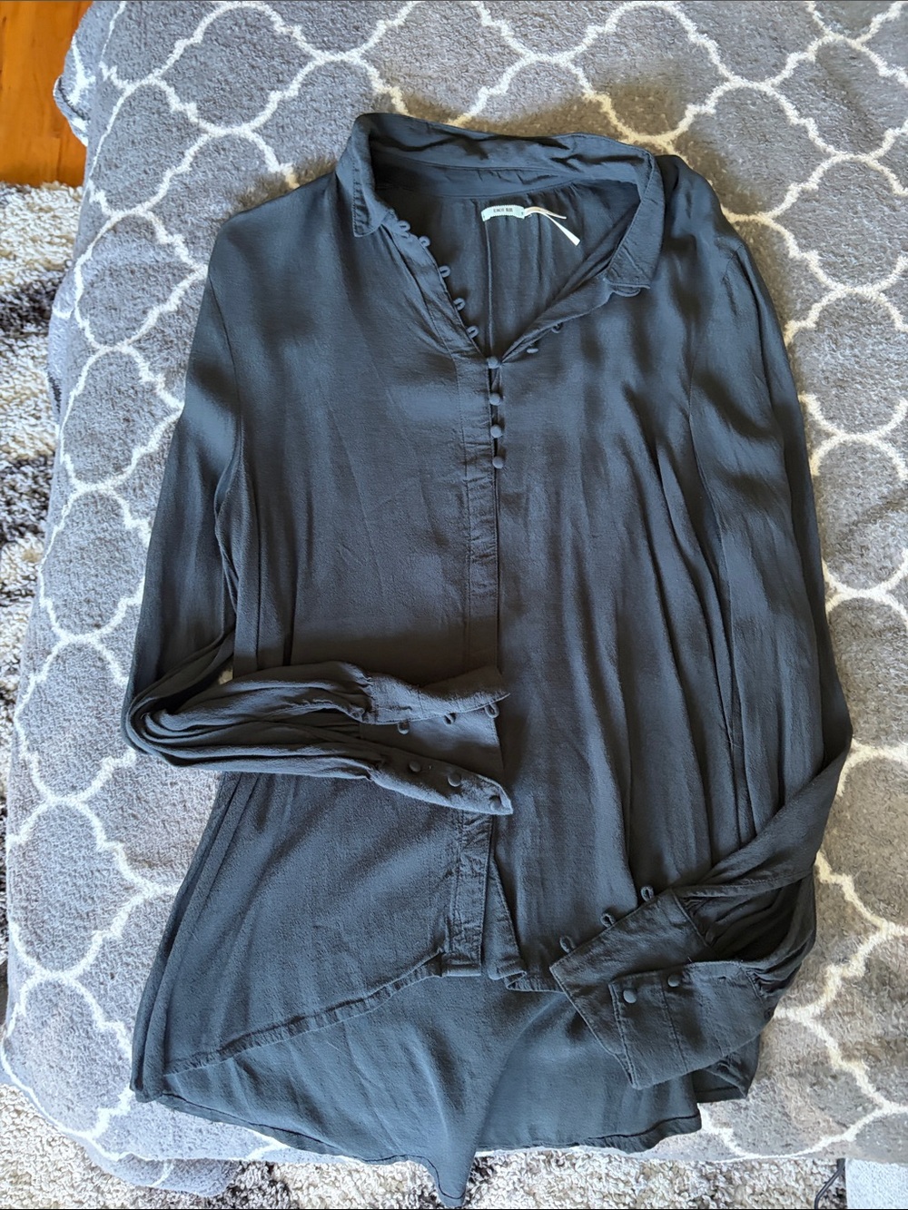 Kimchi Blue Black Button-Front Long Sleeve Blouse